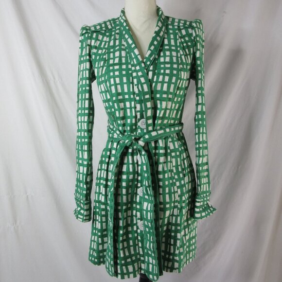 CAbi Circuit Jacket Blazer Linen Green White Style #6025 Belted Size XS - Picture 1 of 16